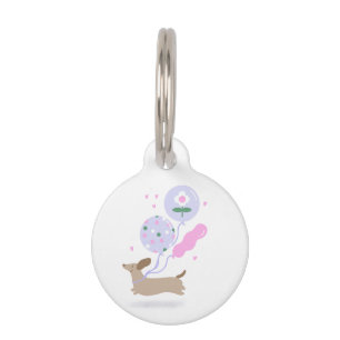 Cute Dachshund Weiner Dog Lover Party Pink Pet Tag