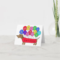 Cute Dachshund Weiner Dog with Balloon Birthday