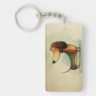 Cute Dachshund – Whimsical Dog Illustration Key Ring