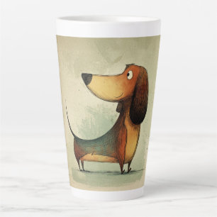 Cute Dachshund – Whimsical Dog Illustration Latte Mug