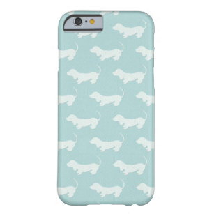 Cute Dachshund White Silhouettes on light blue Barely There iPhone 6 Case