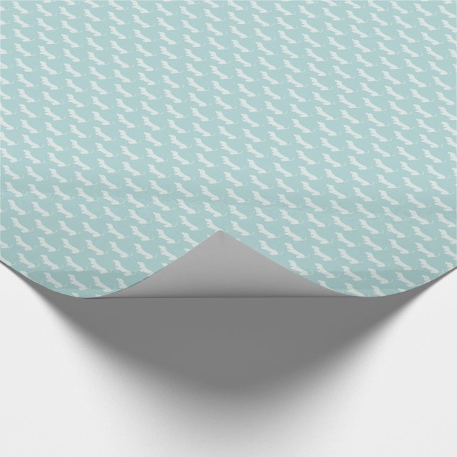 Cute Dachshund White Silhouettes on light blue Wrapping Paper (Corner)