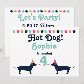 Cute Dachshund Wiener Dog Birthday Invitation. Invitation