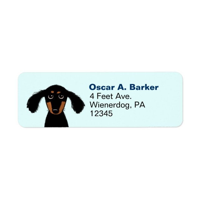 Cute Dachshund Wiener Dog Blue Return Address (Front)