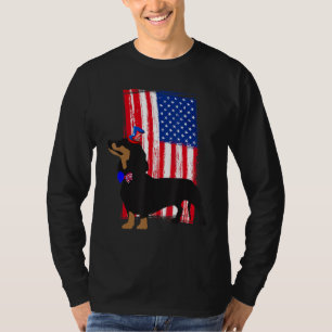 Cute Dachshund Wiener Dog Celebration Doxie Flag T-Shirt