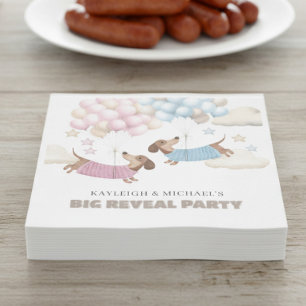 Cute Dachshund Wiener Dog Gender Reveal Party Napkin