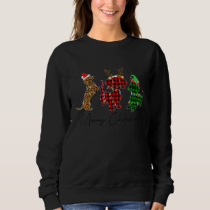 Cute Dachshund Wiener Dogs Red Plaid Buffalo Merry Sweatshirt