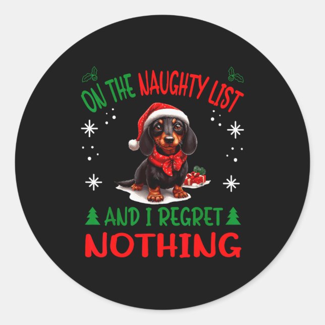 Cute Dachshund Wiener Doxie Dog Dog Christmas On T Classic Round Sticker (Front)