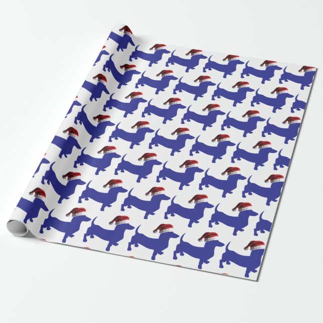 Cute Dachshund with a Santa Claus Hat Wrapping Paper (Unrolled)