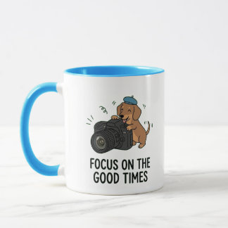 Cute Dachshund with Camera "Good Times" Photo Love Mug