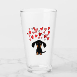 Cute Dachshund with Valentine Hearts   Wiener Dog Glass
