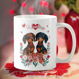 Cute Dachshunds Doxie Love Hearts Valentine's Day Coffee Mug