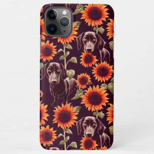 Cute Dachshunds Enchanted Sunflower Garden Drawing iPhone 11Pro Max Case