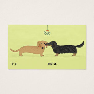 Cute Dachshunds Mistletoe Kiss Christmas Gift Tags