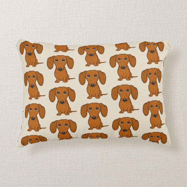 Cute Dachshunds Pattern Decorative Cushion (Front)