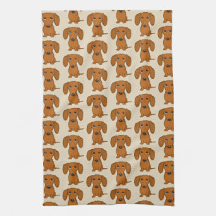 Cute Dachshunds Pattern Tea Towel