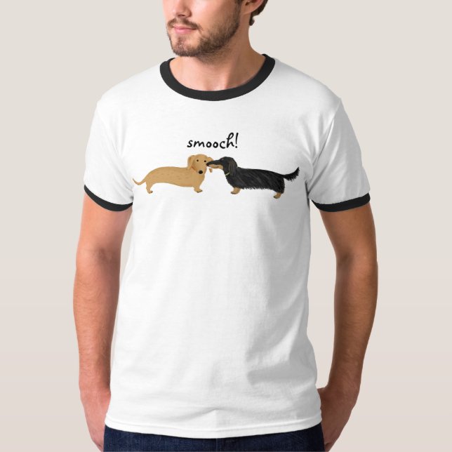 Cute Dachshunds Smooch | Wiener Dogs Love T-Shirt (Front)