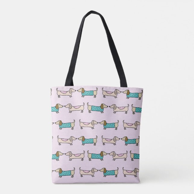 Cute dachshunds tote bag (Back)