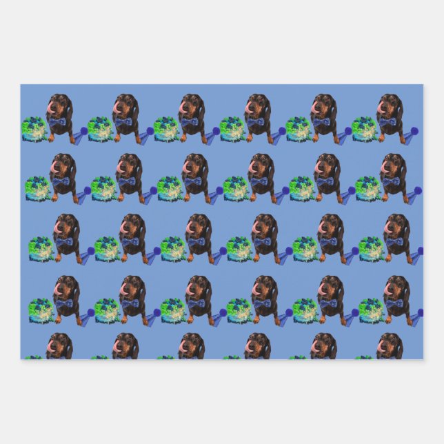 Cute DachsundLove Wrapping Paper 48x73cm (Front)