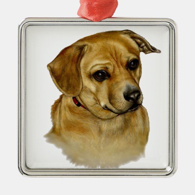 Cute Dachsy-Terrier Mix Dog Metal Tree Decoration (Front)