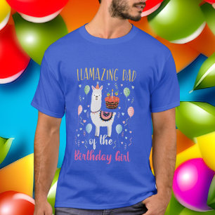 cute Dad Birthday llama girl word art T-Shirt