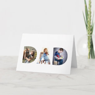 Cute DAD Transparent Letters Father's Day 3 Photos Card