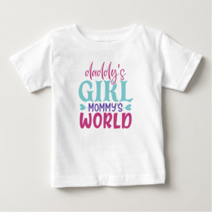 cute daddy girl mummy world word art baby T-Shirt