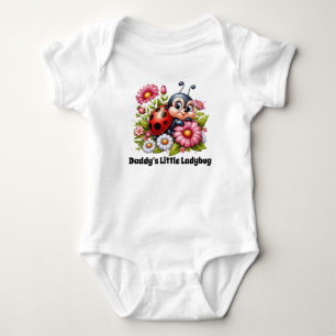 Cute Daddy' little ladybug add text girls  Baby Bodysuit