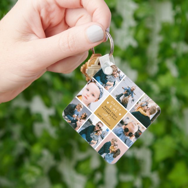 Cute 'Daddy & Me' Photo Collage 1st Father's Day  Key Ring (Hand)