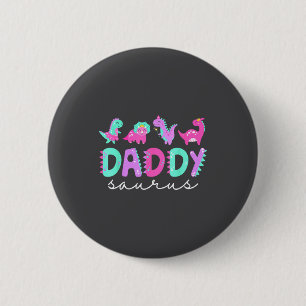 Cute Daddy Saurus Dad Dinosaur Birthday Boy Girl F 6 Cm Round Badge