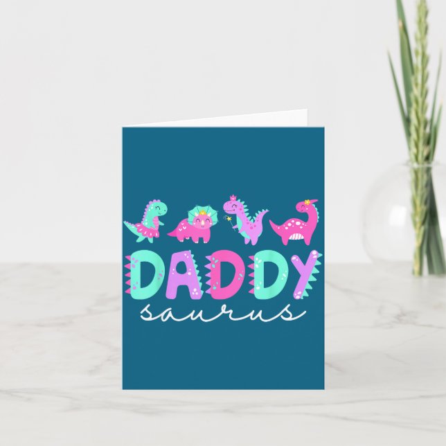 Cute Daddy Saurus Dad Dinosaur Birthday Boy Girl F Card (Front)