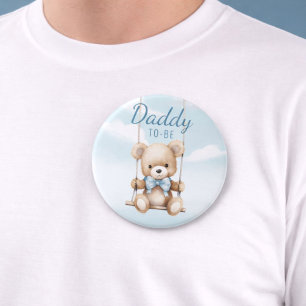 Cute Daddy To Be Teddy Bear Baby Shower Button