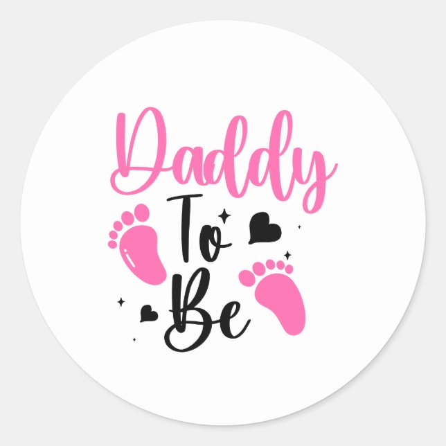 Cute Daddy-to-be word art  Classic Round Sticker (Front)