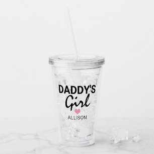 Cute Daddys Girl Pink Heart Personalised Kids Acrylic Tumbler