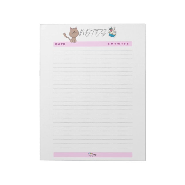 Cute Daily Brown Cat Notes Notespad (Rotated)