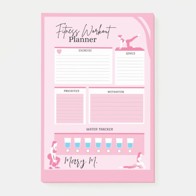 Cute Daily Fitness Workout Tracker Planner  Post-it Notes (Front)