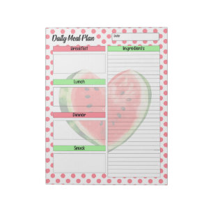 Cute Daily Mouth Watering Watermelon Meal Planner Notepad