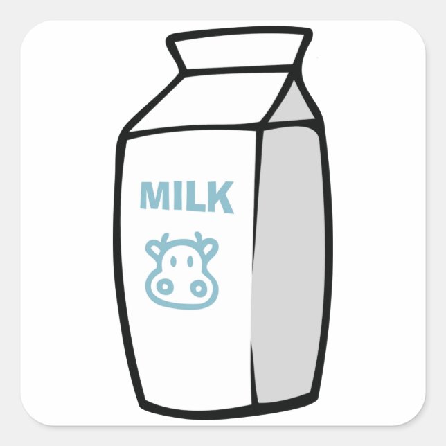 Cute Dairy Cow Cartoon Milk Carton Illustration  Square Sticker (Front)