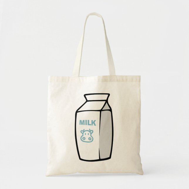 Cute Dairy Cow Cartoon Milk Carton Illustration  Tote Bag (Front)