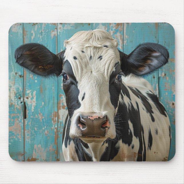 Cute Dairy Cow Farmhouse Painting Mouse Mat (Front)