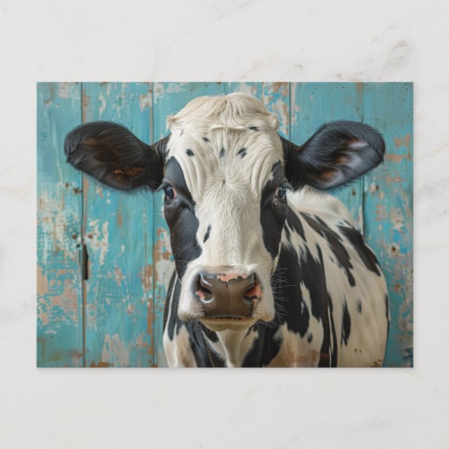 Cute Dairy Cow Farmhouse Painting Postcard (Front)