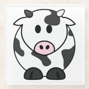 Cute Dairy Cow Glass Coaster