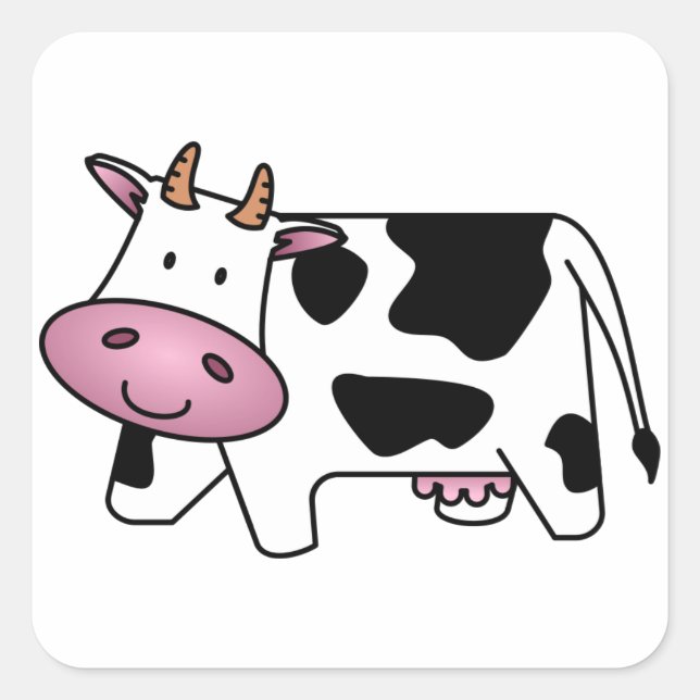 Cute Dairy Cow Square Sticker (Front)