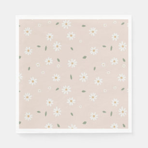 Cute Daisies Floral Blossoms & Greenery Napkin