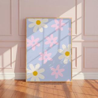 Cute Daisies Girls Nursery Wall Art Print