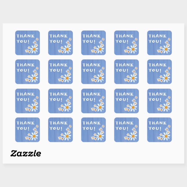 Cute Daisies Gouache Custom Baby Shower THANK YOU Square Sticker (Sheet)