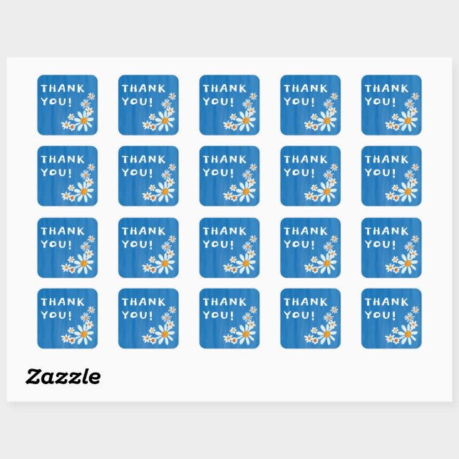 Cute Daisies Gouache Custom Baby Shower THANK YOU Square Sticker (Sheet)