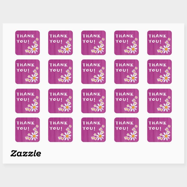Cute Daisies Gouache Custom Baby Shower THANK YOU Square Sticker (Sheet)