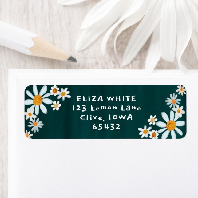 Cute Daisies Gouache Custom Return Address (Insitu)