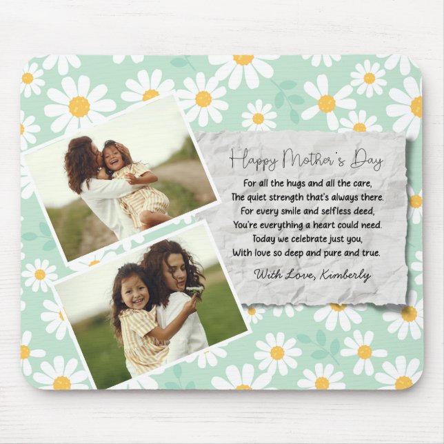 Cute Daisies Photos And Poem Mother's Day Mouse Mat (Front)